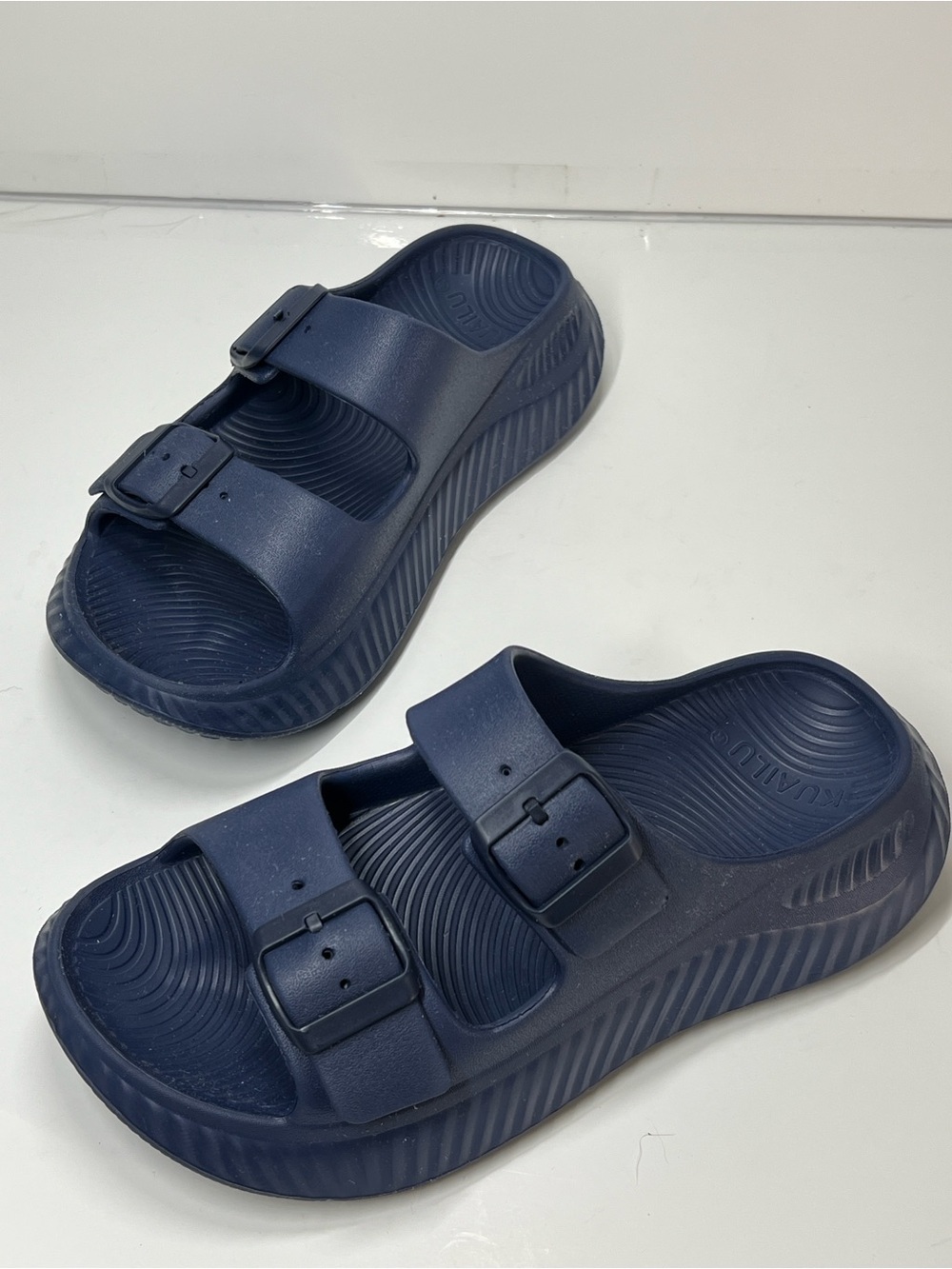 KUAILU Slip On Mens 7.5 Navy Summer Orthopedic Shoe